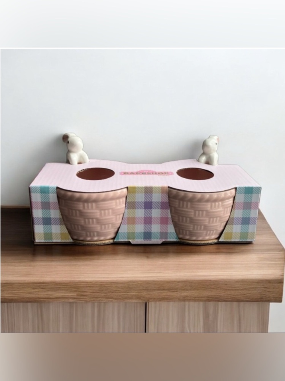 NEW The Bakeshop Set of 2 Easter Ramekins Easter Baskets Bunny Springtime